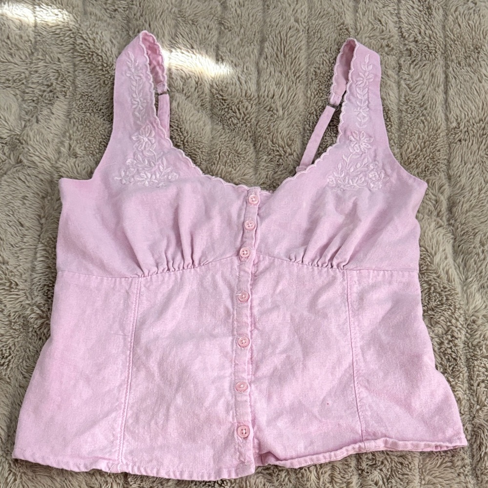 Hollister Pink Embroidered Blouse